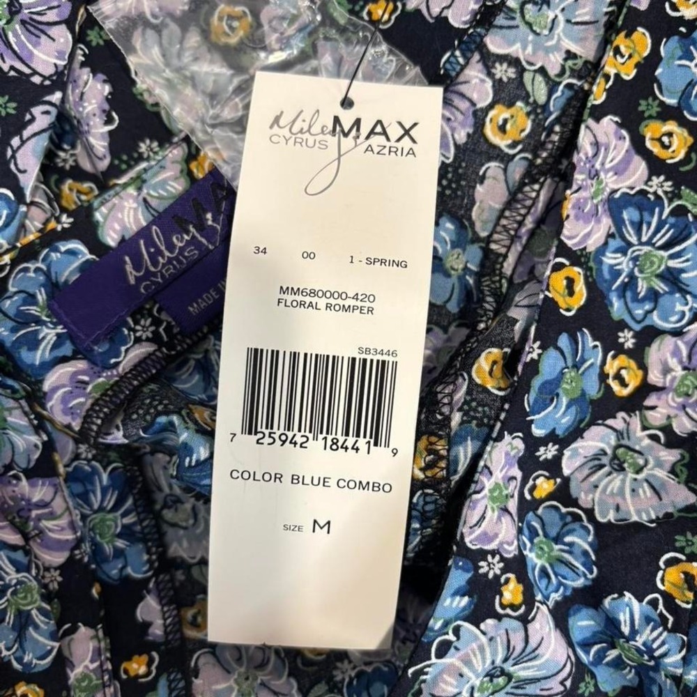 'Miley Cyrus navy floral romper with tie detail. Size M - Picture 6 of 7